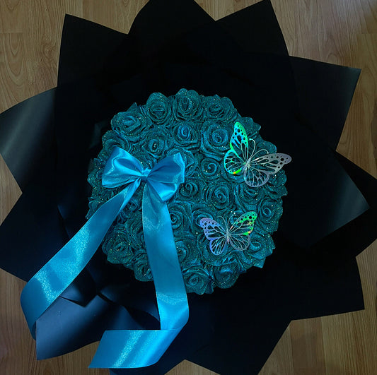 30 Rose Glitter Butterfly Bouquet