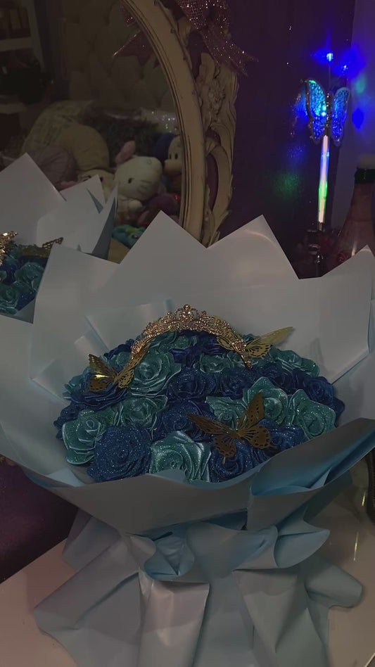 30 Rose glitter tiara bouquet